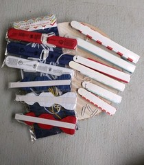 Red White Navy Blue Party Decorations Hanging Paper Fans Lanterns Flower Pom pom