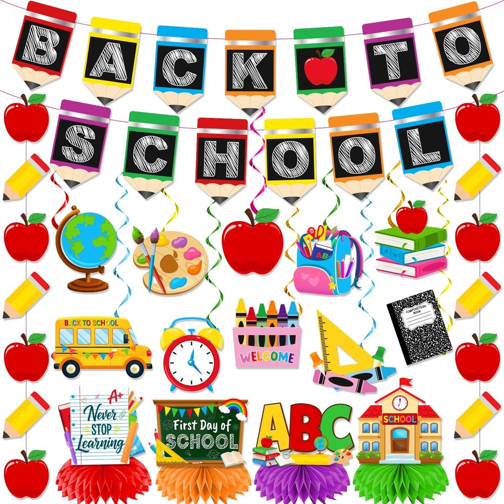 Back to School Decorations – Back to School Banner,Apple Pencil Garland, Welc…