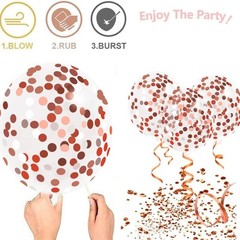 Rose Gold Confetti Balloons, 50 Pack 12 inch White and Rose Gold Latex Balloo…