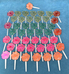 Lot of 48 Palm Leaf & Hibiscus Deco Party Pics