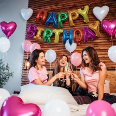 Rainbow Happy Birthday Letters Balloon Banner Kit,Usable Mylar Decorations fo…