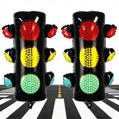 2PCS Traffic Light Balloon Red Green Lights Foil Balloon For Kids Race Car Th…