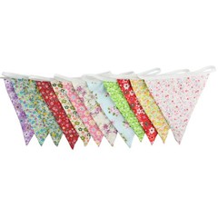 10M/32Ft Triangle Bunting Banner, 36 Pcs Cotton Fabric Flags Pennant Colorful