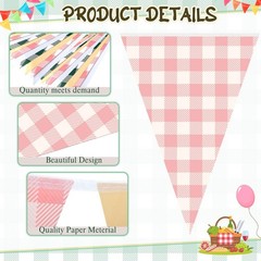 49ft Pink Green Gingham Camp Bride Banner Camping Bachelorette Decorations Pi…