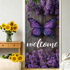 Spring Welcome Door Cover Decoration, 70.87″ x 35.43″ Door Banners for Front …