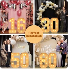 Large 3FT Light Up Number 80 Birthday Decorations – Foam Board Arch