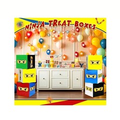 6Pcs Large Ninja Warrior Party Boxes for Ninja Theme Birthday Decor Cake Favors