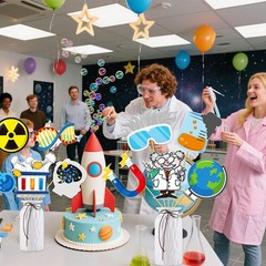 Science Birthday Party Decorations 18Pcs Science Theme Centerpiece Sticks for Ta