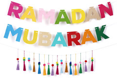 Eid Ramadan Mubarak Decorative Banner with Tassels Decorations Colourful Bunting