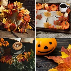 Arbootjin Fake Fall Leaves 100 Pcs Artificial 3.15 x inches, Muticolor