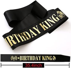 Gold Crown and Sash for 50TH Birthday King, Metal Birthday Party Decoration f…