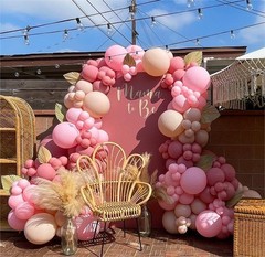 Light Pink Double Balloons Different Size 115Pcs 5/10/12/18″ Pink Balloon Arc…