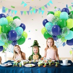 60pcs Blue and Green Balloons 12inch, Navy Blue Lime Green Blue Green White