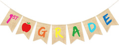 1St Grade Banner Burlap for Back to School Decorations | Happy First Day of Scho