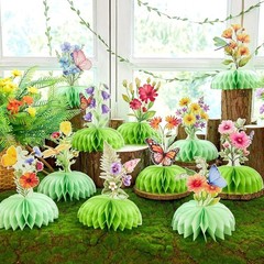 Green Flower Honeycomb Table Centerpieces for Party Decorations 12pcs