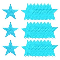 80 Pcs 6 Inch Double Printed Glitter Star Cutouts, Lake Blue