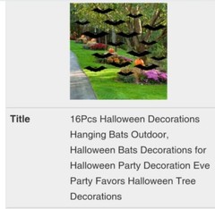 16 Piece Hanging Bat Decorations gothic Halloween