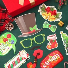 Christmas Photo Booth Props 53 PCS Set – Large Frame 30×25.6 in, Pose Sign Pi…