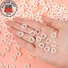 White Pearl Heart Table Scatter for Weddings and Crafts 400 Pcs