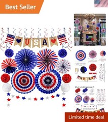 26Pcs Patriotic Decorations Set: LOVE Banner, Fans & Pom Poms – Perfect for 4…