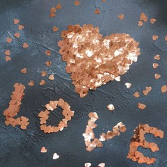 60g Rose Gold Heart Table Confetti Foil Metallic Shaped Glitter Valentines Day