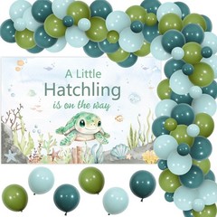 Sea Turtle Baby Shower Decoration Boy, A Little Hatchling is on The Way Backd…