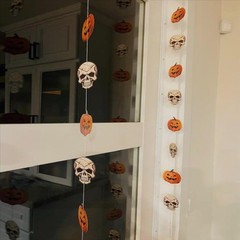 10pc Halloween Pumpkin Skull Garland 8ft Hanging Streamers Spooky Party Decor