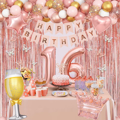 Sweet 16 Party Decorations, 16Th Birthday Decorations for Girls Rose Gold Pink F