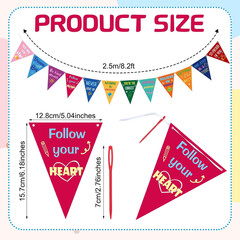 36Pcs Classroom Rainbow Pennant Banner Inspirational Positive Affirmation Banner