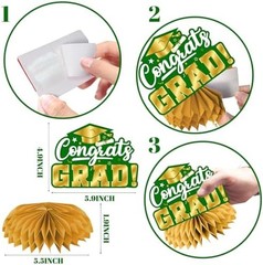 Green and Gold Graduation Decorations 2026,12pcs Green Graduation Table Decorati