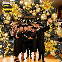 Black and Gold Balloon Arch Kit 117 PCS, Gold and Black Party Decorations, 2026