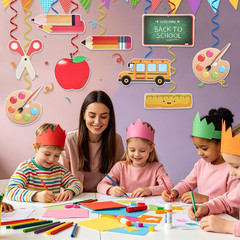 Back to School Hanging Decorations, 32 PCS First Day of School Hanging Swirl Dec