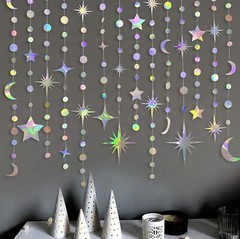 Star Moon Circle Dot Garland Party Decoration Kit Hanging Crescent and Twinkle