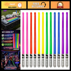 12-Pack Inflatable Lightsabers – 2 Pink, Red, Yellow, Green, Blue, Purple – Part