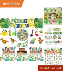 104-Piece Dinosaur Birthday Decorations Set: Eco-Friendly Dino Party Supplies