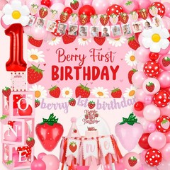 Berry First Birthday Decor Strawberry 1st Birthday Decorations for Girls with…