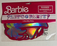 Barbie Happy Birthday Party Background Banner Metallic Silver, Pink 12 Ft