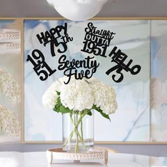 75th Birthday Centerpiece Sticks Cheers to 75 Black Floral Table Toppers 15