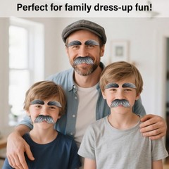 Old Man Mustache and Eyebrows – Gray White Fake Mustache for 100 Days of Scho…