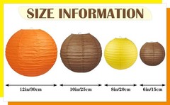12 Pcs Fall Paper Lanterns, Yellow Orange Brown, Various sizes