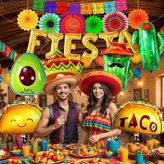 , Fiesta Party Decorations – 20 Pcs Mexican Party Decoration Kit with Taco Ba…