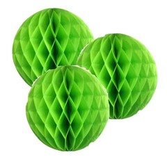 3x Apple Green 4″ HoneyComb Round Tissue Paper Lantern Balls Pom Poms Wedding