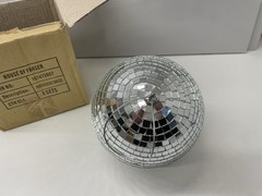 HANGING SILVER DISCO BALL – 15 CM – VGC