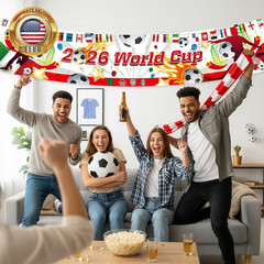 World Cup Banner for 2026 International Flags Decorations around the World Cup B