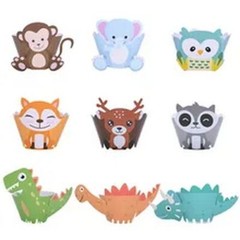 12pcs Cartoon Animal Fox Deer Monkey Cupcake Wrapper Birthday Party Supplies NEW