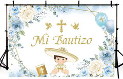 7x5ft Mi Bautizo Backdrop Boy Baptism Christening Party Decorations Supplies Blu