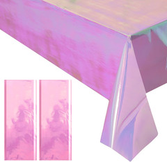 1 Piece Pink Iridescent Party Decorations 40″ X 108″ Holographic Tablecloth Vale