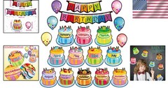 20-Pcs Black Dot Birthday Bulletin Board Set for Stylish Classroom Celebrations