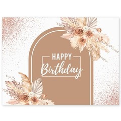 VitalCozy Pink Rose Gold Happy Birthday Backdrop Pampas Grass Floral Backdrop…