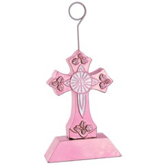 Beistle Pink Cross Photo/Balloon Holder – Religious | Party Supply
